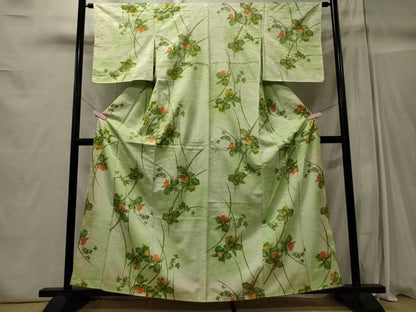 平和屋着物■小紋 草花文 暈し染め 洗える着物 未使用 CABC4292oy