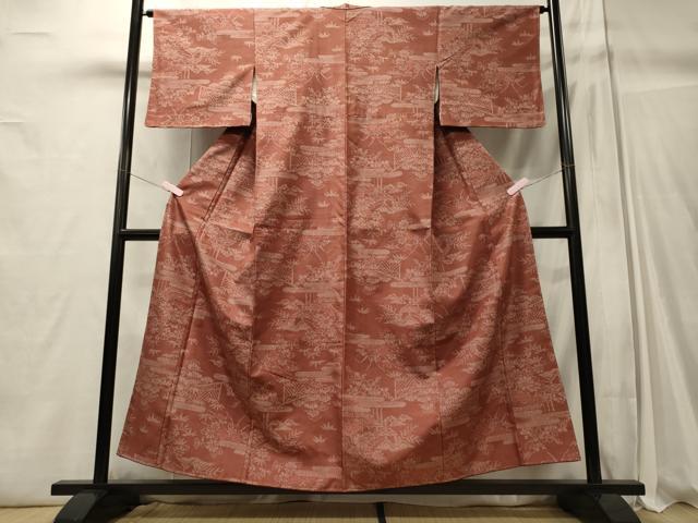 平和屋着物■上質な紬 エ霞花松文 正絹 逸品 未使用 CABC4308oy