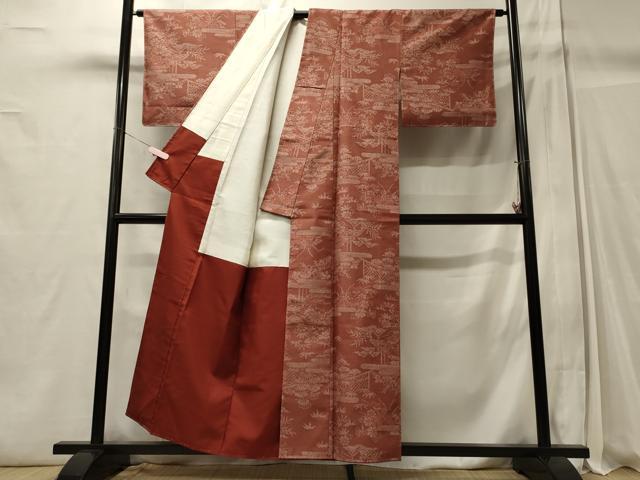 平和屋着物■上質な紬 エ霞花松文 正絹 逸品 未使用 CABC4308oy