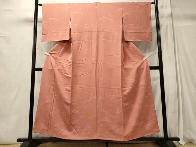 平和屋着物■上質な色無地 流水草葉地紋 薄紅色 やまと誂製 正絹 逸品 CABC4310oy