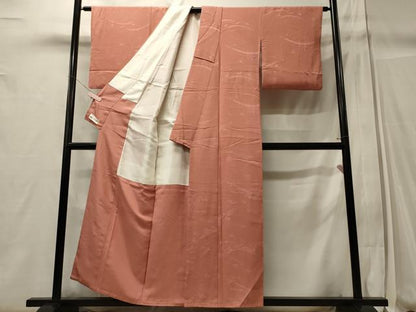 平和屋着物■上質な色無地 流水草葉地紋 薄紅色 やまと誂製 正絹 逸品 CABC4310oy