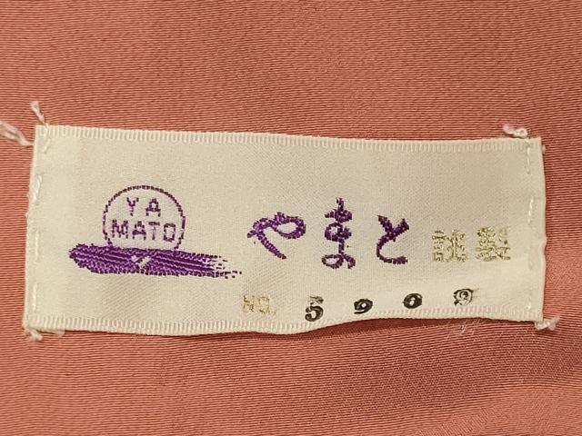 平和屋着物■上質な色無地 流水草葉地紋 薄紅色 やまと誂製 正絹 逸品 CABC4310oy