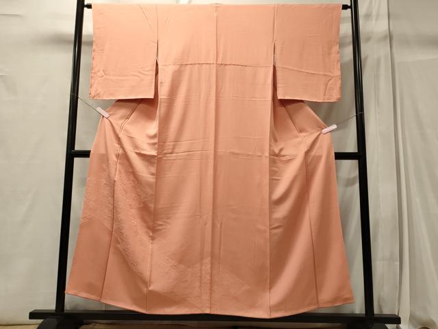 平和屋着物■上質な色無地 青海波地紋 赤香色 正絹 逸品 CABC4311oy