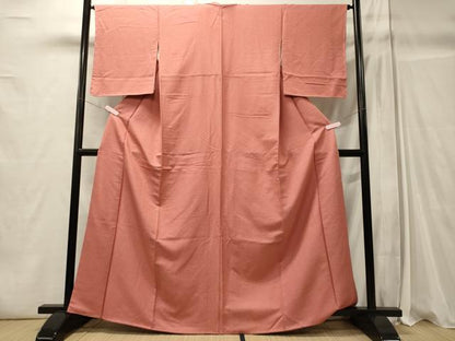 平和屋着物■上質な色無地 甚三紅色 正絹 逸品 未使用 CABC4312oy