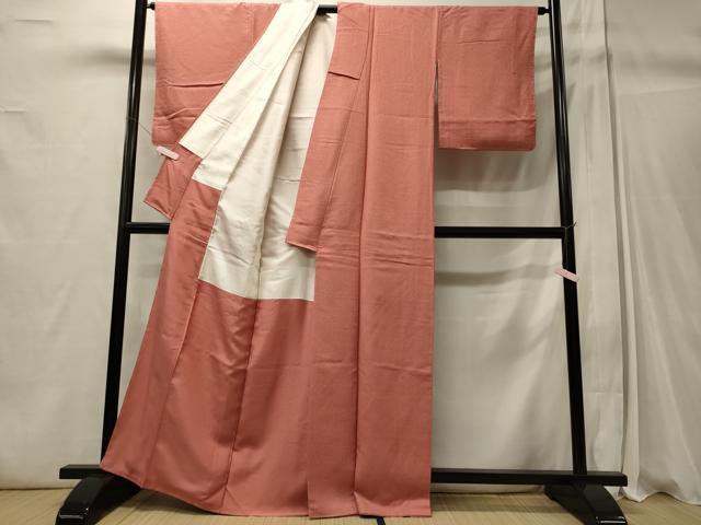 平和屋着物■上質な色無地 甚三紅色 正絹 逸品 未使用 CABC4312oy