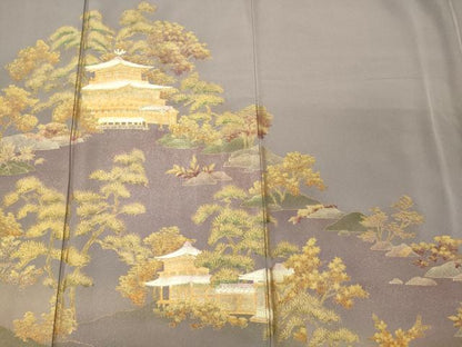 平和屋着物■訪問着 風景松文 金彩 正絹 逸品 CABC4320oy
