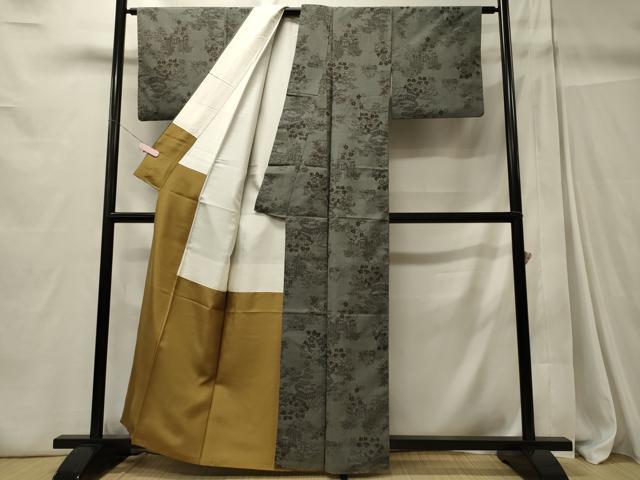 平和屋着物■上質な紬 風景草花文 正絹 逸品 CABC4335oy