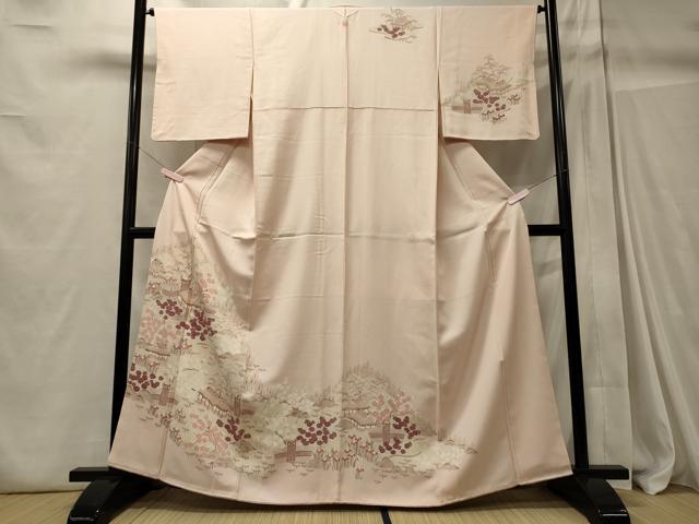平和屋着物■訪問着　風景花松文　正絹　逸品　CABC4337oy