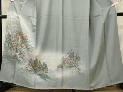 平和屋着物■訪問着　風景樹林文　清水寺　暈し染め　金彩　正絹　逸品　CABC4341oy
