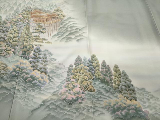 平和屋着物■訪問着　風景樹林文　清水寺　暈し染め　金彩　正絹　逸品　CABC4341oy