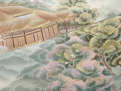 平和屋着物■訪問着　風景樹林文　清水寺　暈し染め　金彩　正絹　逸品　CABC4341oy