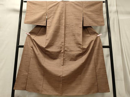 平和屋着物■上質な紬 赤白橡色 正絹 逸品 CABC4344oy
