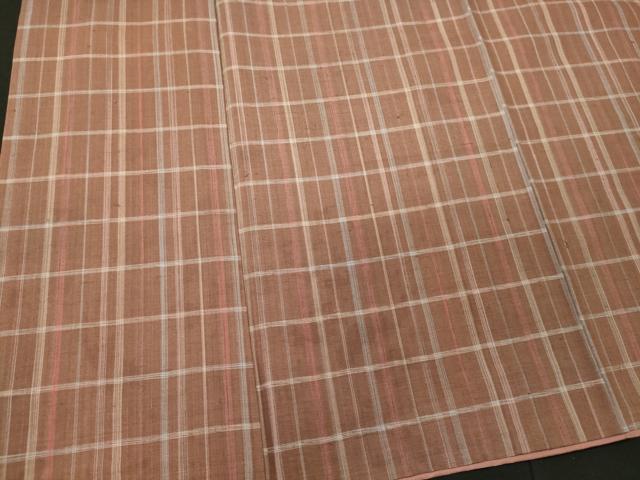 平和屋着物■上質な紬　格子柄　正絹　逸品　CABC4345oy