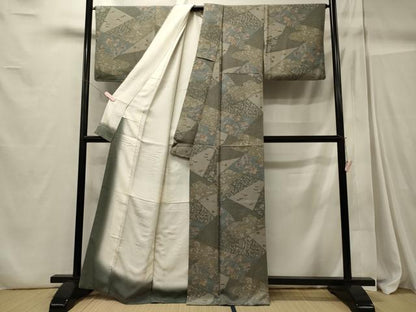 平和屋着物■上質な小紋　切り嵌め花唐草松文　正絹　逸品　CABC4346oy