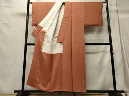 平和屋着物■上質な色無地 紗綾形地紋 肉桂色 正絹 逸品 CABC4351oy
