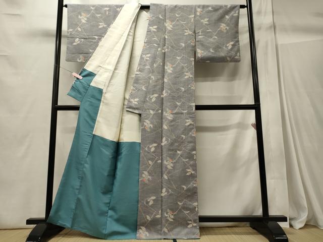 平和屋着物■上質な紬 枝葉文 正絹 逸品 CABC4354oy