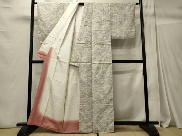平和屋着物■上質な紬　風景草木文　正絹　逸品　CABC4355oy