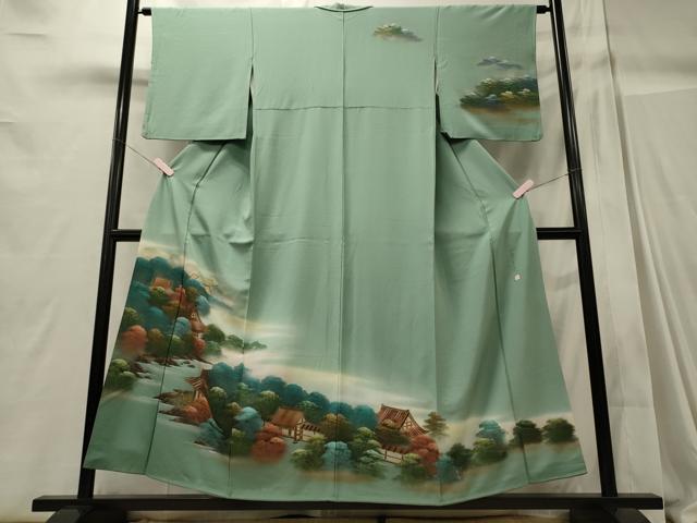 平和屋着物■訪問着 作家物 手描き 風景草木文 四季万葉 暈し染め 金彩 正絹 逸品 CABC4358oy