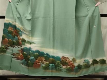 平和屋着物■訪問着 作家物 手描き 風景草木文 四季万葉 暈し染め 金彩 正絹 逸品 CABC4358oy