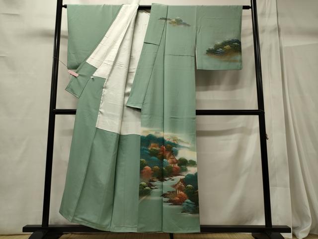 平和屋着物■訪問着 作家物 手描き 風景草木文 四季万葉 暈し染め 金彩 正絹 逸品 CABC4358oy