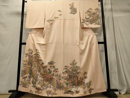 平和屋着物■訪問着 御所車吉祥花松文 正絹 逸品 CABC4359oy