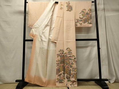 平和屋着物■訪問着 御所車吉祥花松文 正絹 逸品 CABC4359oy