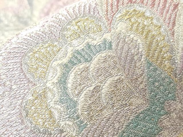 平和屋着物▼六通柄袋帯　更紗花文　金銀糸　正絹　逸品　CABC4408dy