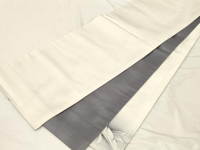 平和屋着物▼太鼓柄袋帯　舞羽文　銀通し地　正絹　逸品　CABC4413dy