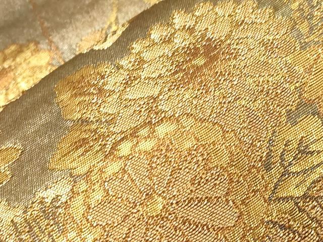 平和屋着物▼六通柄袋帯 蒔絵花丸文 金糸 引箔 正絹 逸品 CABC4477dy