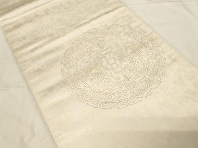 平和屋着物▼中国三大刺繍 相良刺繍 総刺繍 太鼓柄袋帯 正倉院 引箔 正絹 逸品 CABC4556dy