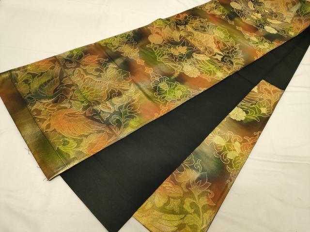平和屋着物▼六通柄袋帯　花鳥文　金糸　引箔　正絹　逸品　CABC4566dy