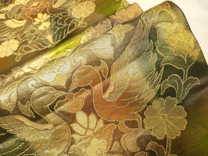 平和屋着物▼六通柄袋帯　花鳥文　金糸　引箔　正絹　逸品　CABC4566dy