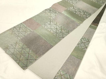 平和屋着物▼六通柄袋帯 ふくれ織 吉祥文 金銀糸 正絹 逸品 CABC4574dy