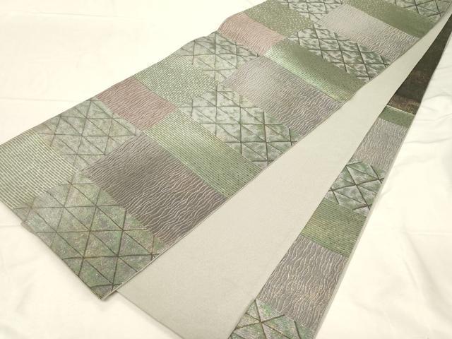 平和屋着物▼六通柄袋帯 ふくれ織 吉祥文 金銀糸 正絹 逸品 CABC4574dy