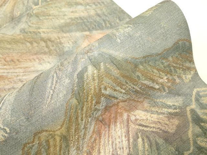 平和屋着物▼全通柄袋帯 ふくれ織 遠山文 金糸 正絹 逸品 CABC4579dy