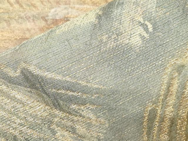 平和屋着物▼全通柄袋帯 ふくれ織 遠山文 金糸 正絹 逸品 CABC4579dy