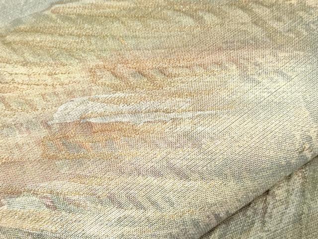 平和屋着物▼全通柄袋帯 ふくれ織 遠山文 金糸 正絹 逸品 CABC4579dy