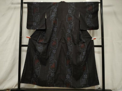 平和屋着物■上質な紬　吉祥花文　正絹　逸品　未使用　CABC4605dy
