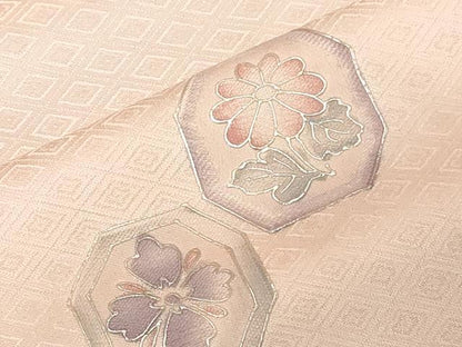 平和屋着物■訪問着 亀甲草花文 暈し染め 金彩 反端付き 正絹 逸品 CABC4611dy