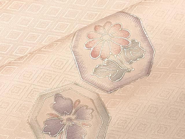 平和屋着物■訪問着 亀甲草花文 暈し染め 金彩 反端付き 正絹 逸品 CABC4611dy