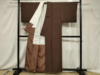 平和屋着物■上質な色無地 絵巻風景地紋 憲法色 正絹 逸品 CABC4614dy