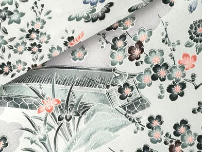平和屋着物■上質な小紋 松竹梅風景文 正絹 逸品 CABC4617dy