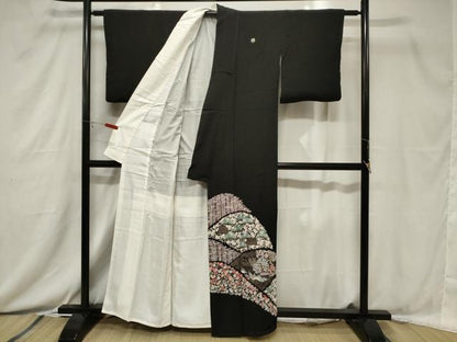 平和屋着物■豪華黒留袖　松竹梅　銀彩　正絹　逸品　CABC4618dy