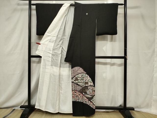 平和屋着物■豪華黒留袖　松竹梅　銀彩　正絹　逸品　CABC4618dy