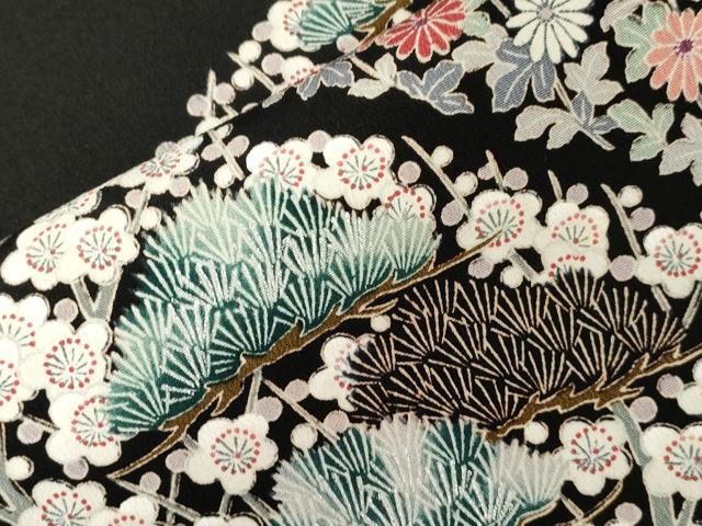 平和屋着物■豪華黒留袖　松竹梅　銀彩　正絹　逸品　CABC4618dy