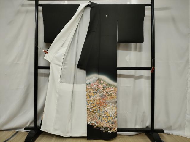 平和屋着物■豪華黒留袖　友禅　作家物　風景文　暈し染め　金彩　正絹　逸品　CABC4624dy