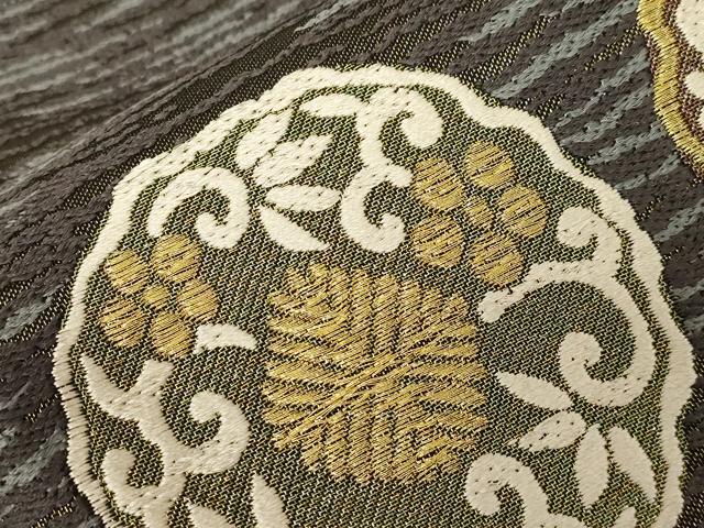 平和屋着物●西陣 中村源織物謹製 六通柄袋帯 花蝶 向い鳥丸文 金糸 証紙付き 正絹 逸品 未使用 CABC4644dy