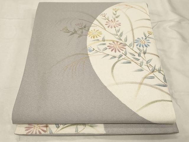 平和屋着物●六通柄袋帯 手描き 草花丸文 金彩 正絹 逸品 CABC4646dy