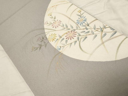 平和屋着物●六通柄袋帯 手描き 草花丸文 金彩 正絹 逸品 CABC4646dy