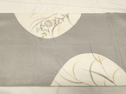 平和屋着物●六通柄袋帯 手描き 草花丸文 金彩 正絹 逸品 CABC4646dy